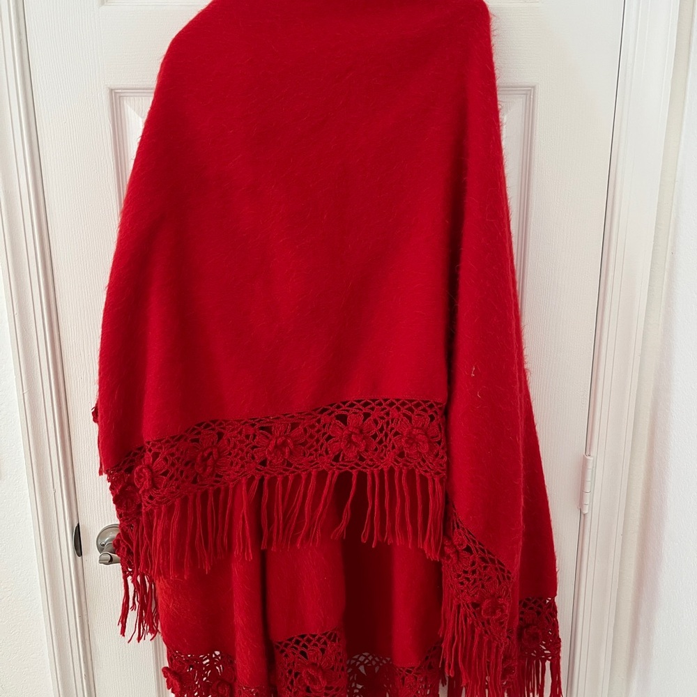 Red pancho/wrap made in Peru